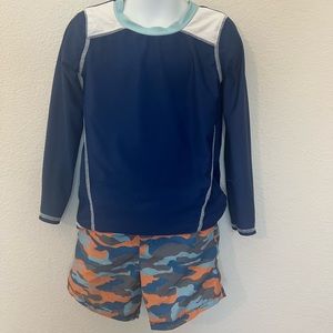 Boys Mud Pie Swim Trunks and Shirt - 2T